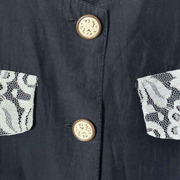 Vintage California Lover Button Up Dress Womens 3‎ Black 80s Whimsigoth Lace - Picture 5 of 11